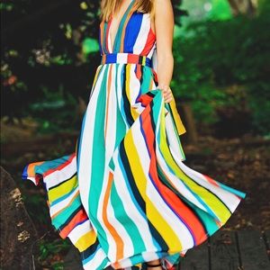 Colorful, Summer Maxi dress, open back, worn once